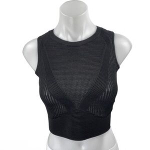 Rachel Roy Black Sleeveless Mesh Knit Sheer Top